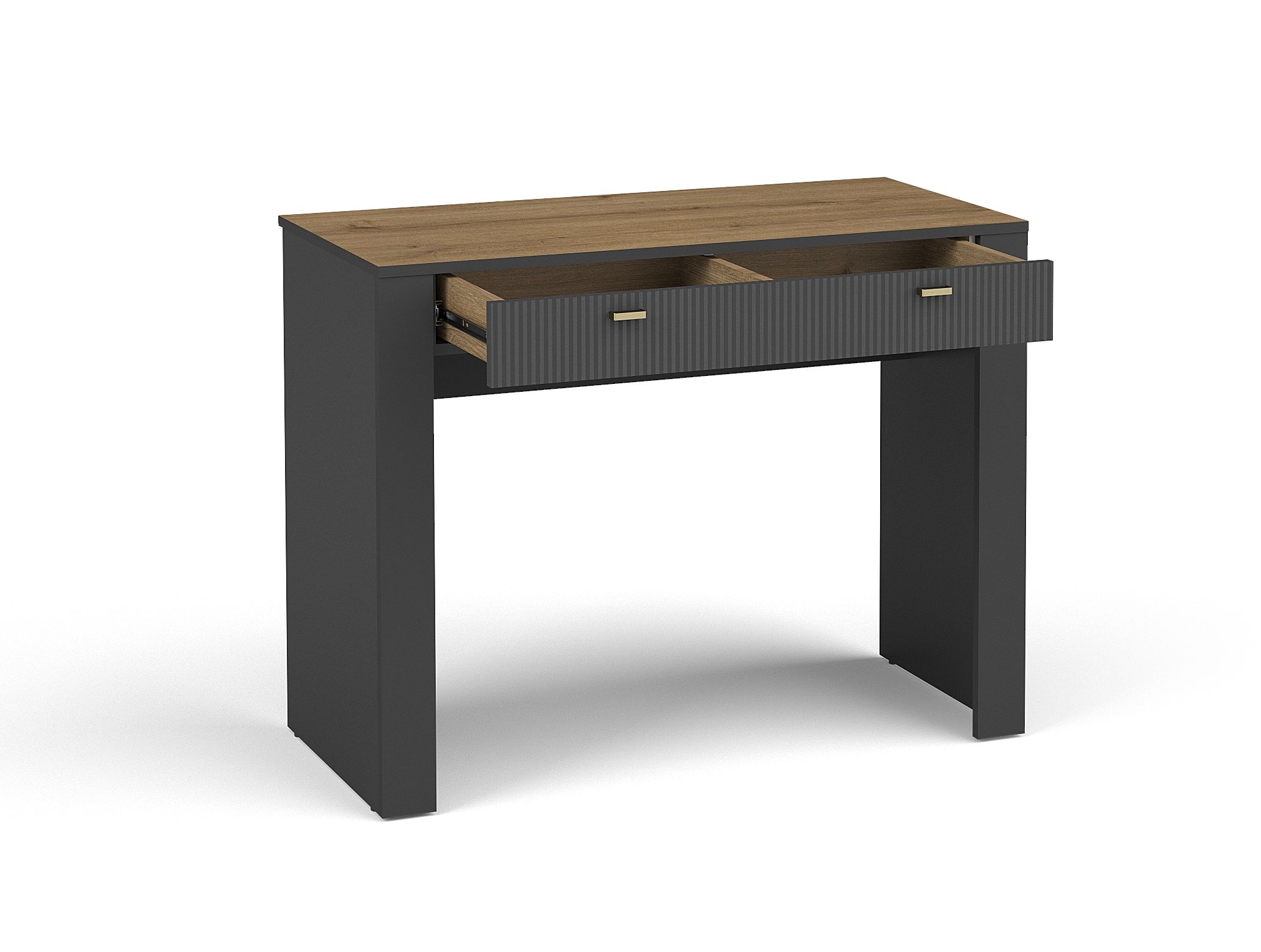 LOCA 10 czarna otwarta toaletka z szufladą i dębowym kolorem blatu - ITALY-DESIGN