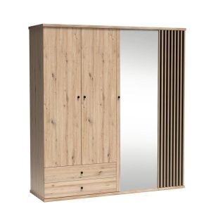 CALI-C24 szafa otwierana z lustrem i lamelami 200 x 213 cm DĄB ARTISAN