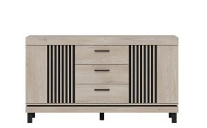 COTTA 04 - dwudrzwiowa komoda z szufladami na nóżkach, lamele - 155 cm