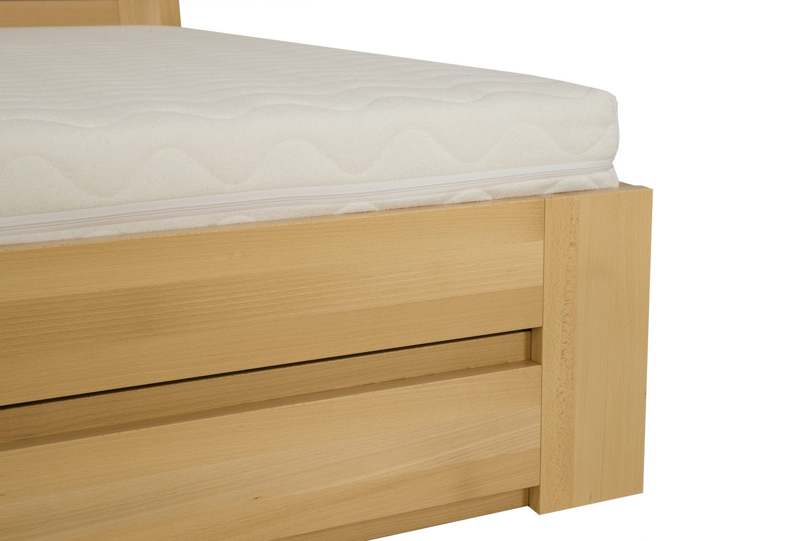 BOARD trwałe łóżko z litego drewna bukowego z pojemnikiem - BUK NATURALNY 90-100-120-140-160-180-200