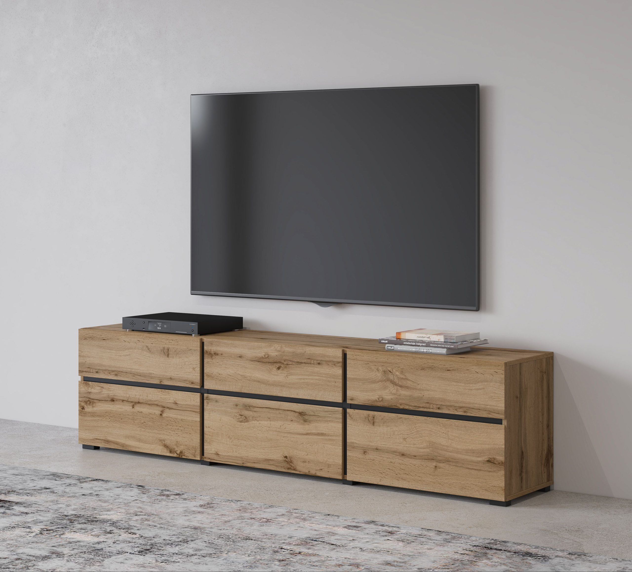 CUBE 41 komoda RTV z szufladami DAB WOTAN - CZARNY MAT