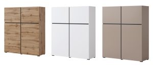 CUBE 76 wysoka komoda z szufladami - 120 cm  BIAŁY - DĄB WOTAN - CONGO