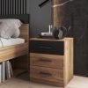 MAVELLA - szafka nocna z szufladami 45 cm, DĄB - CZARNY MAT