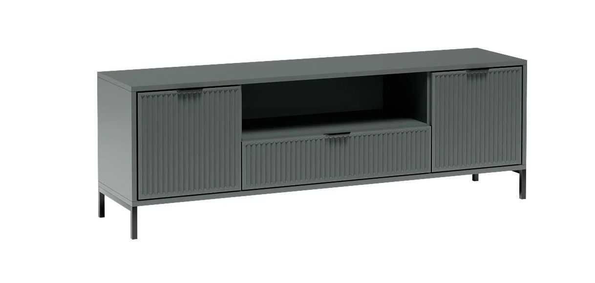 LUXURY 04 - dwudrzwiowa komoda, stolik RTV z szufladą na nóżkach STONE GREEN