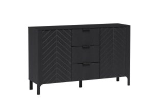 NEGRO 01 czarna komoda z szufladami na wysokich nóżkach 150 cm - CZARNA JODEŁKA