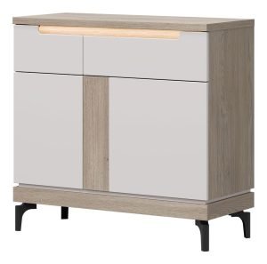 ASTON 02 dwudrzwiowa komoda z szufladą i podświetleniem 90 cm DĄB CREMONA-KASZMIR