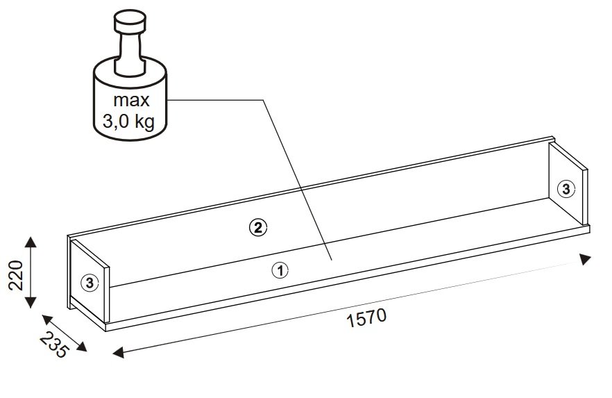 ASTON 14 półka ścienna wisząca 157 cm DĄB CREMONA - KASZMIR producent