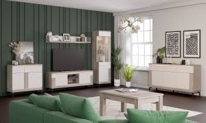 ASTON nowoczesny zestaw mebli do salonu DĄB CREMONA - KASZMIR