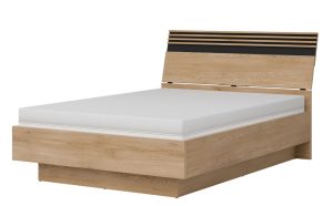 FERRO 18 dwuosobowe łóżko z pojemnikiem i lamelami 120-140-160-180 x 200 cm DĄB CREMONA