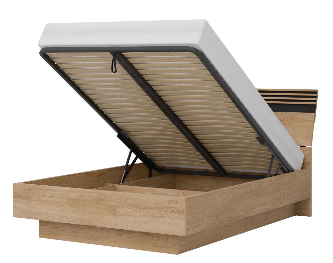 FERRO 18 dwuosobowe łóżko z pojemnikiem i stelażem metalowym 120-140-160-180 x 200 cm lamele PRODUCENT LIVEO