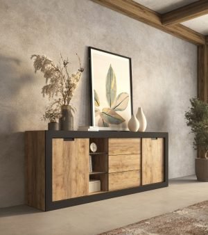 TUDOR 25 szeroka komoda z szufladami 220 cm DĄB SAMDAL