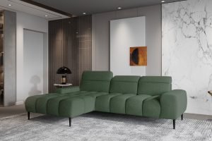 GIANO narożnik z elektrycznie wysuwanym siedziskiem do 27 cm oraz regulowanymi zagłówkami 273 x 175 cm