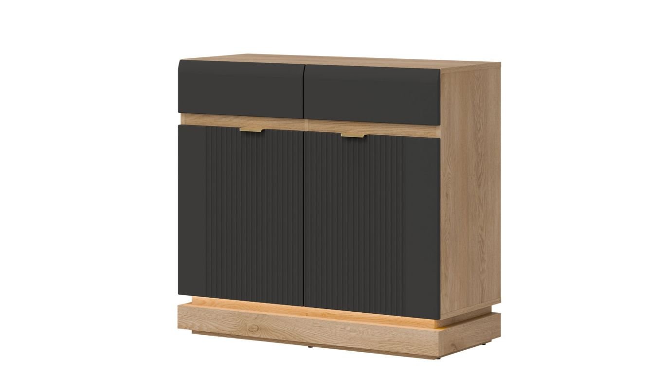WORDES 02 dwudrzwiowa komoda z szufladami ANTRACYT-DĄB CREMONA