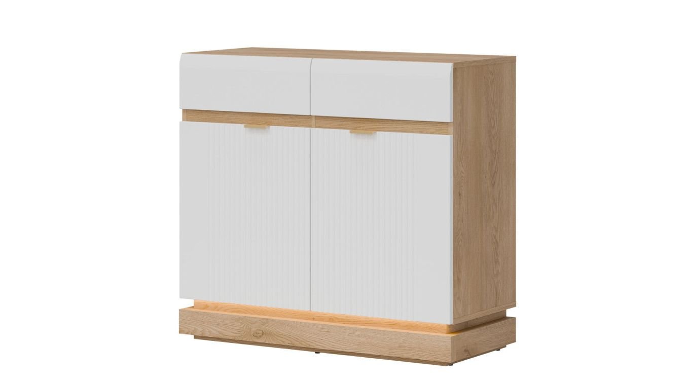 WORDES 02 dwudrzwiowa komoda z szufladami BIAŁY-DĄB CREMONA