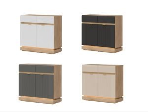 WORDES 02 dwudrzwiowa komoda szufladami i podświetleniem 95 cm DĄB CREMONA-KASZMIR-BIAŁY-SZARY-ANTRACYT