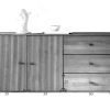 TABAK 07 komoda z szufladami - bukowa - brązowa - na nózkach - ryflowane fronty - 140 cm - wymiary