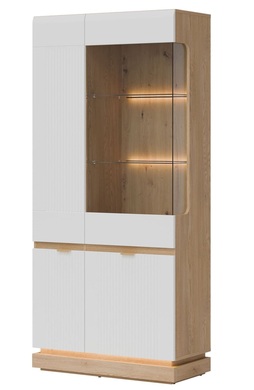 WORDES 06 witryna z przeszkleniem i podświetleniem BIAŁY-DĄB CREMONA