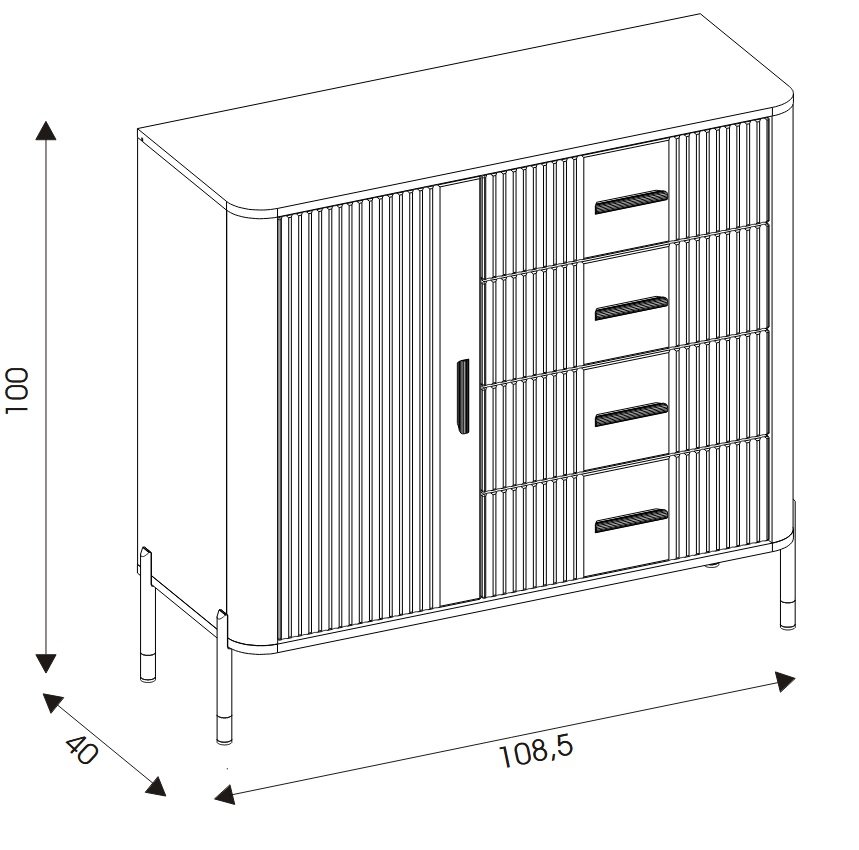 DANTE-08 komoda mała z szufladami 110 cm - wymiary