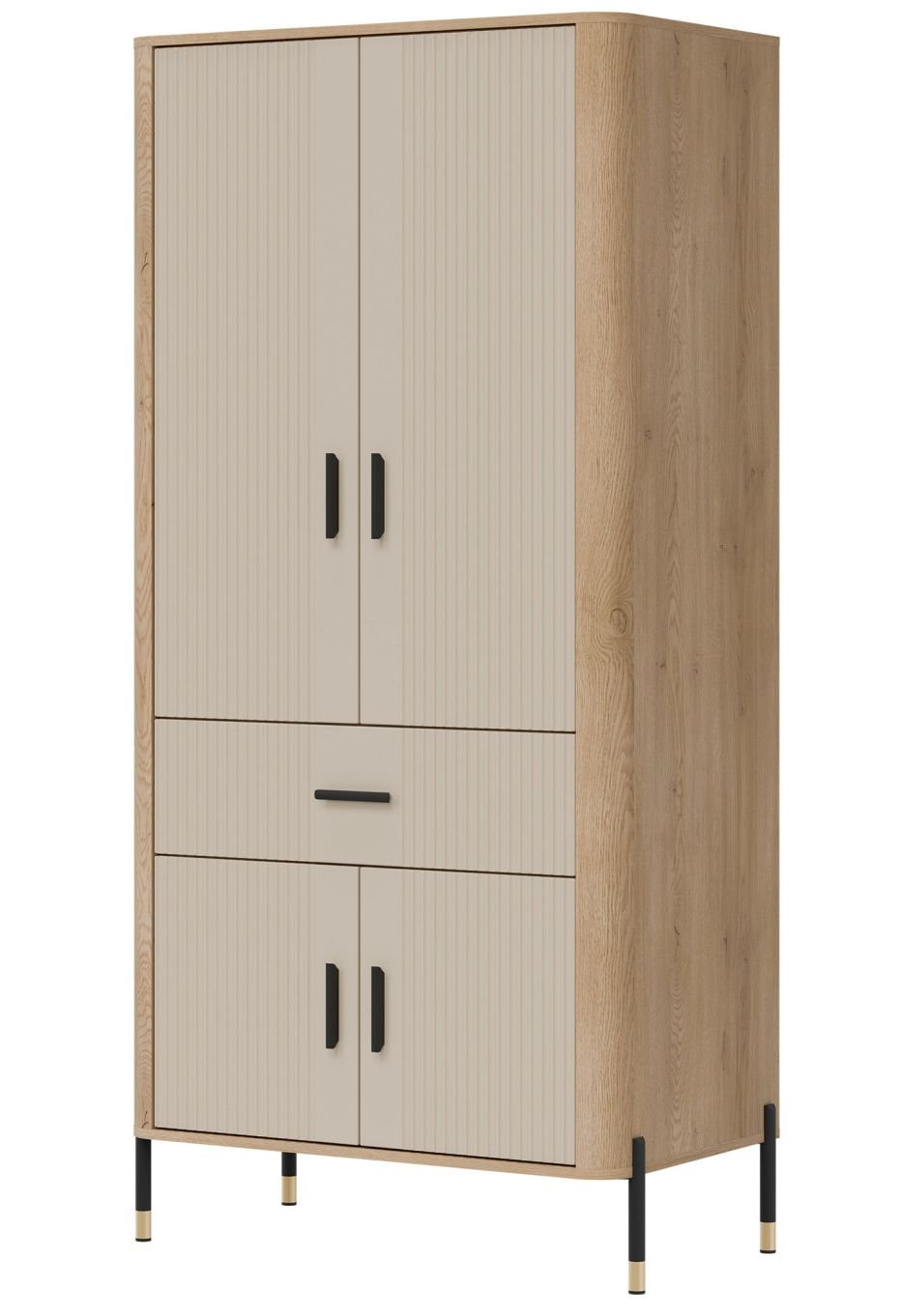 DANTE 16 LIVEO wąska szafa z szufladą zaoblone boki ozdobne fronty 93 cm DĄB CREMONA TORRO - KASZMIR