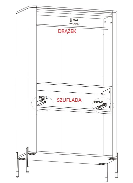 DANTE-16 szafa z szufladą 90 - wnętrze
