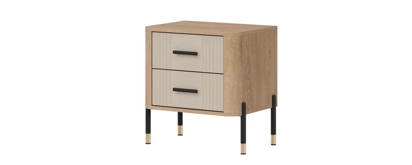 DANTE 21 LIVEO szafka nocna z szufladami zaoblone boki ozdobne fronty 56 cm DĄB CREMONA TORRO - KASZMIR