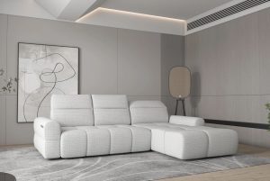 MATEO narożnik z elektrycznie wysuwanym siedziskiem do 60 cm oraz regulowanymi zagłówkami 273 x 183 cm WERSAL