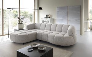 VELPA narożnik z elektrycznie wysuwanym siedziskiem do 17 cm o zaokrąglonych kształtach 284 x 183 cm WERSAL