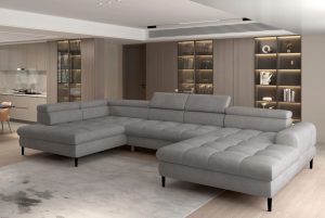 VOSS U narożnik z funkcją spania, pojemnikiem oraz regulowanymi zagłówkami 218 x 373 x 177 cm WERSAL