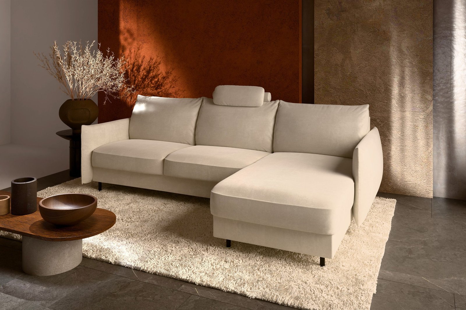 LUKKA nowoczesny narożnik z funkcją spania - automat włoski pojemnikiem BYDGOSKIE MEBLE - ASSERI