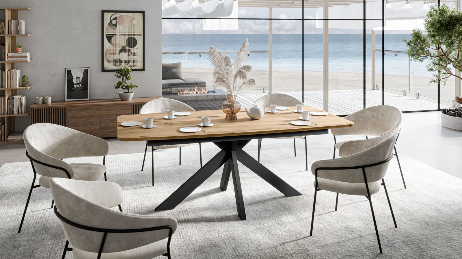 LUX dębowy stół nierozkładany dla 6-8 osób RETRO nogi pająk 200 x 100 cm OAK TABLE