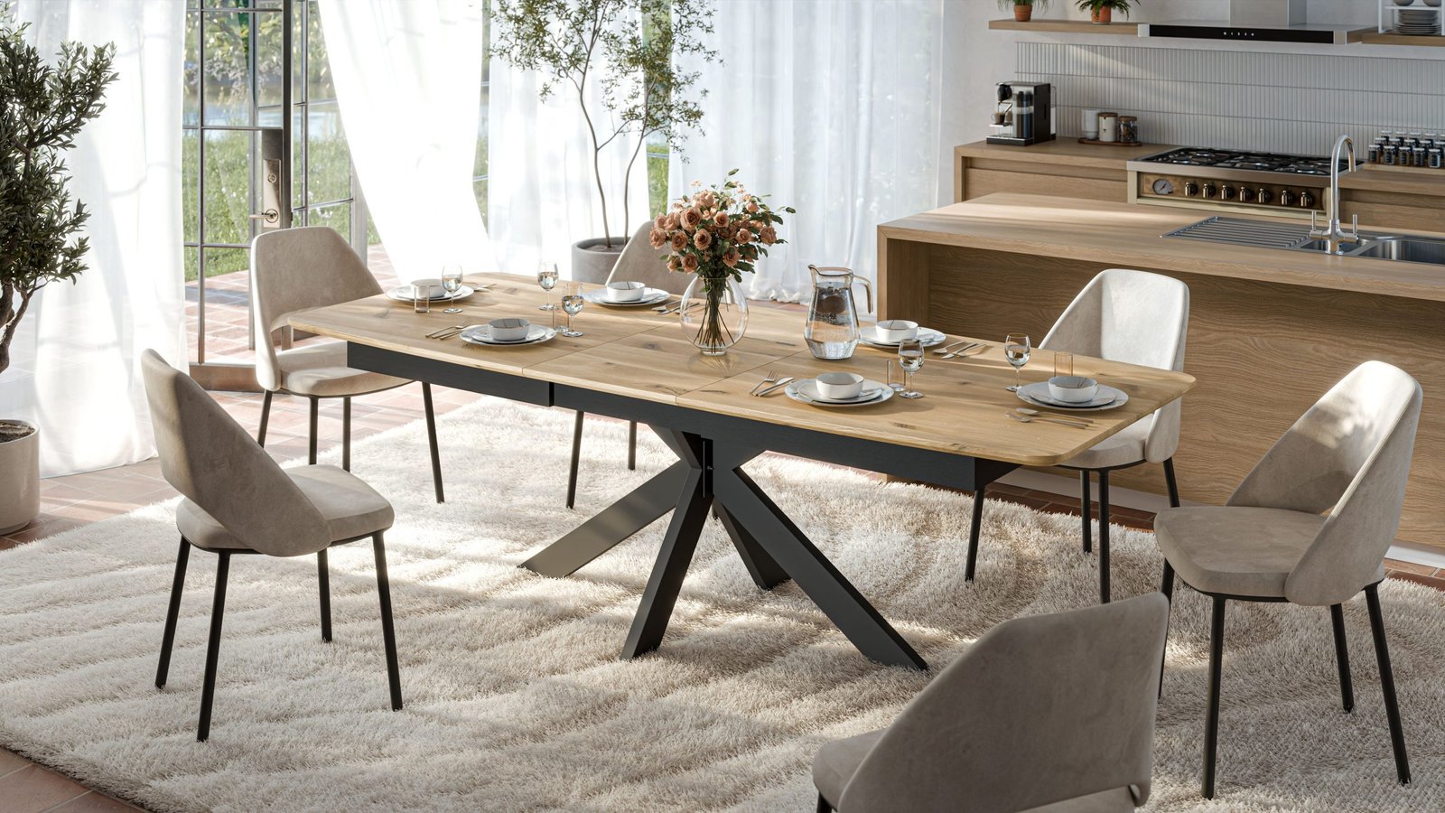 LUX dębowy stół rozkładany dla 10-12 osób RETRO nogi pająk 200-250 x 100 cm OAK TABLE producent