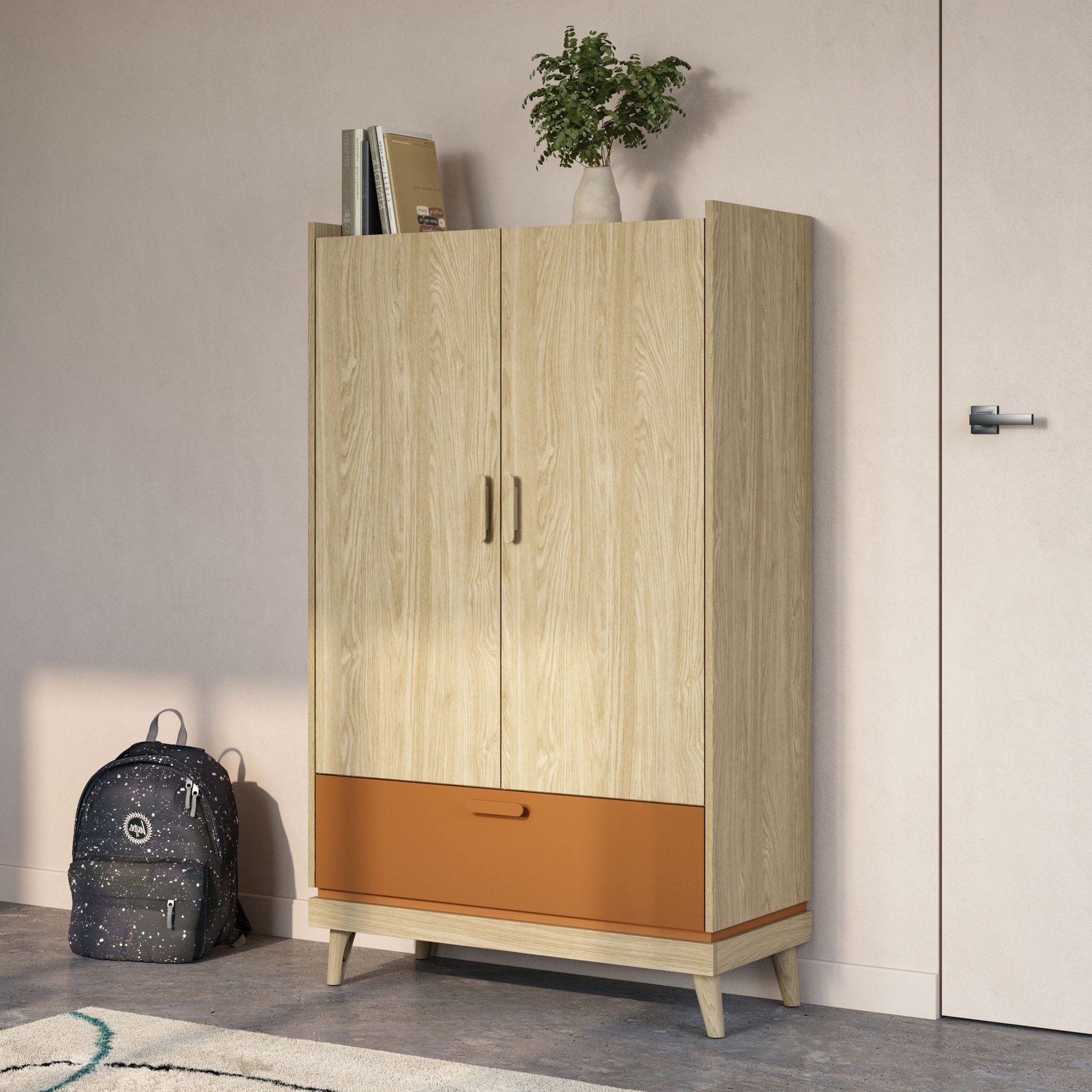 SCANDI 38 szafa 2-drzwiowa z szuflada 90 cm bieliźniarka DĄB OLEJOWANY