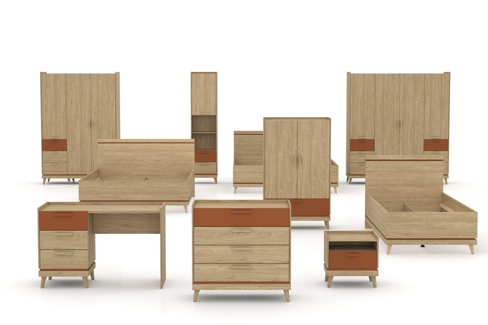 SCANDI zestawienie brył DĄB OLEJOWANY - CEGLANY