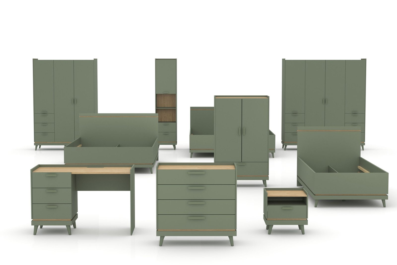 SCANDI zestawienie brył ZIELEŃ - SZAŁWIA