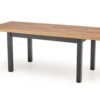 TIAGO stół rozkładany do jadalni dla 6 osób na czarnych nogach 80 x 140 - 220 cm DĄB KRAFT ZŁOTY - CZARNY dwie wkładki