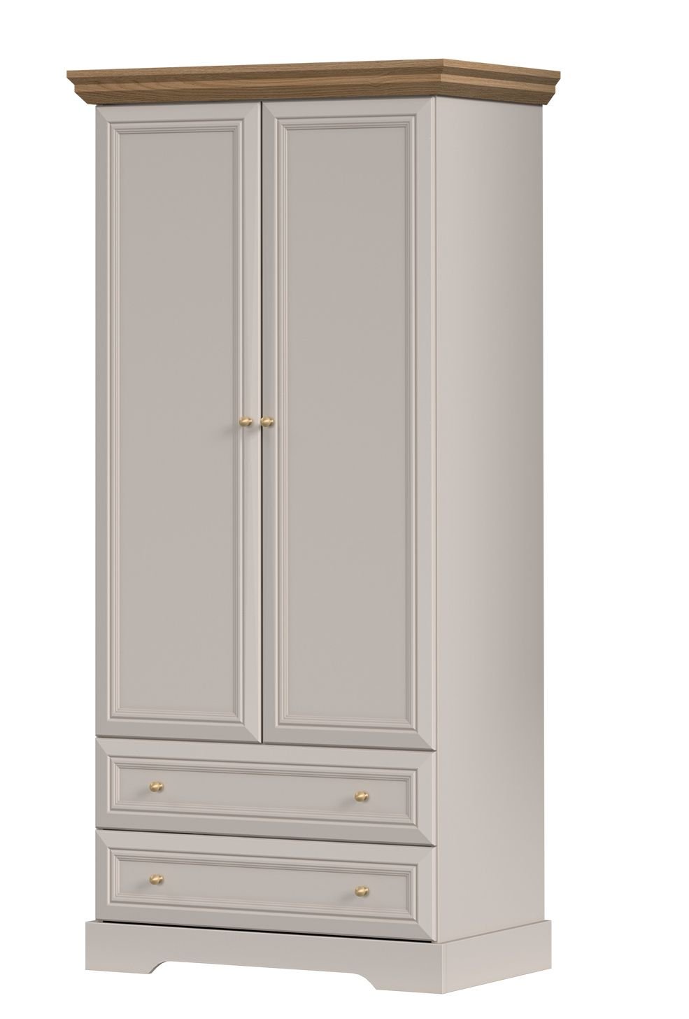 KORAL stylowa wysoka szafa dwudrzwiowa z szufladami 89 cm KASZMIR