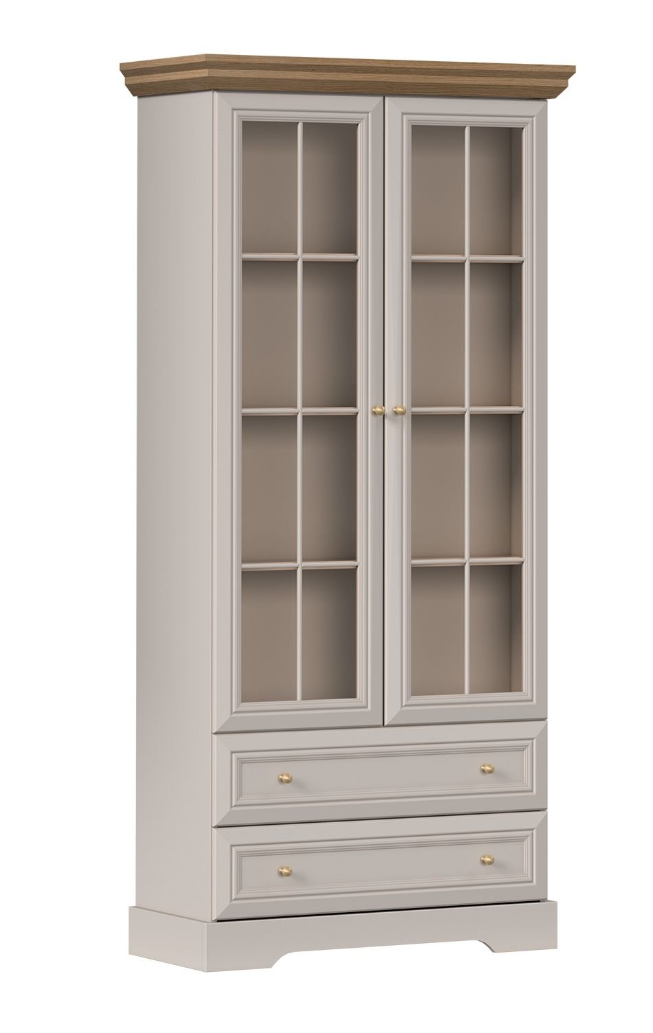 KORAL stylowa wysoka witryna dwudrzwiowa z szufladami 89 cm KASZMIR